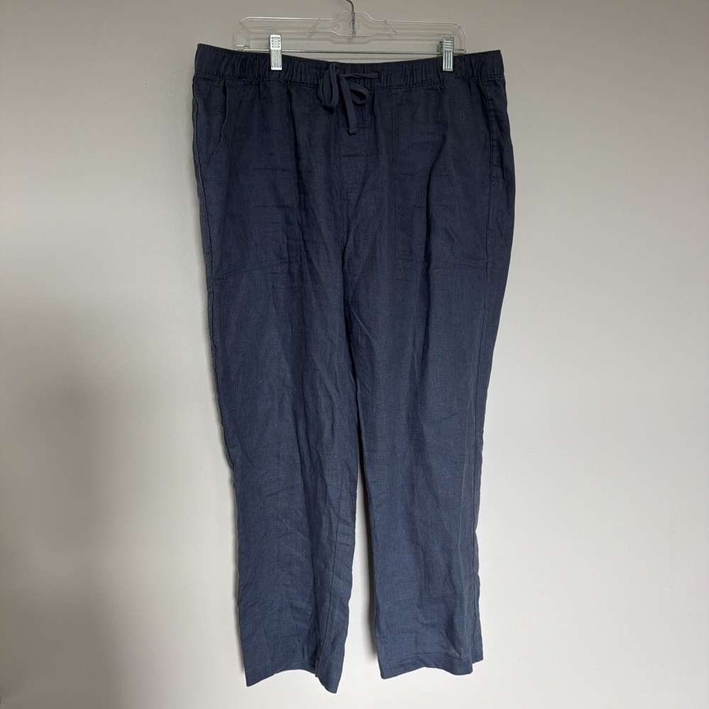 Southern Tide Saltwater 100% Linen Blue Wide Leg Pants Size X Large